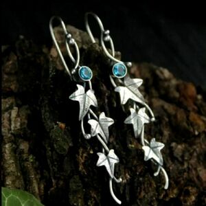 Silver Plated Boho Leaf Earrings